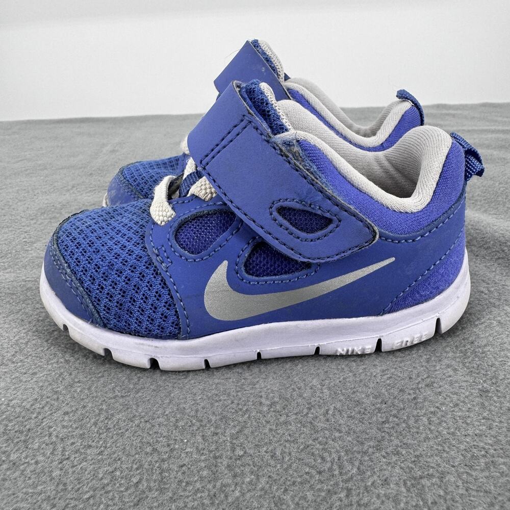 Nikeβ Free Run 5C Toddler Sneakers Blue Gray Hook Loop Shoes 580595-500